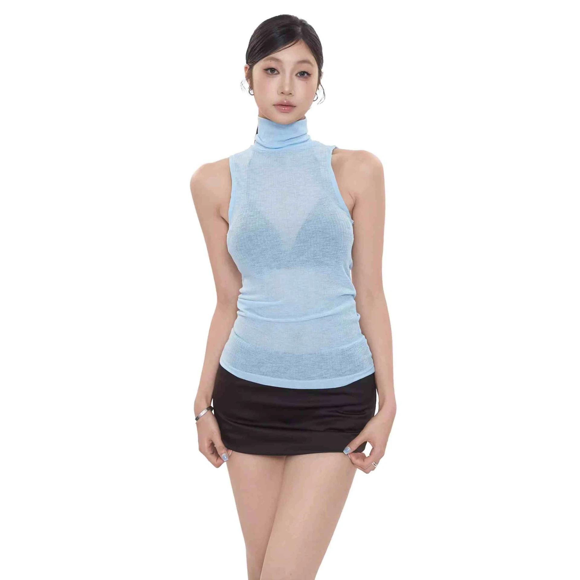 Women's Sleeveless Vest Slim Fit Slimming Top - Blue