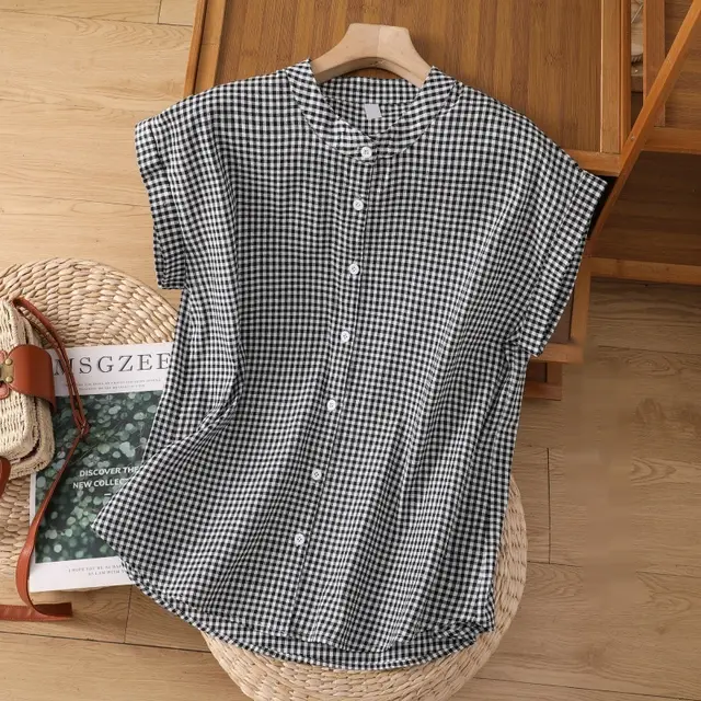 Women's Summer Loose Comfort And Casual Top Plaid - Shop at LoveMi