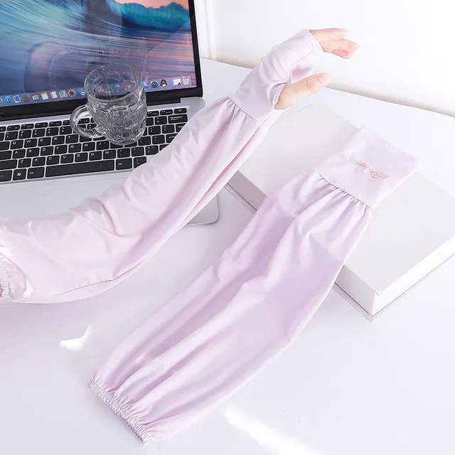 Viscose Fiber Oversleeve Sun Protection Thin Loose Gloves Sleeves Purple - Shop at LoveMi