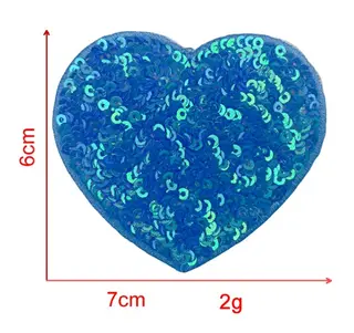 Sequin Love Embroidery Cloth Sticker Adhesive Accessories Decorations - Dark Blue Small Size 6Cm