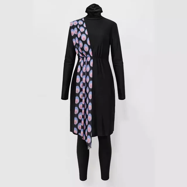 Outdoor Printed Swimsuit Sun Protection Conservative Fully Surrounded By Beach Suit Black - Shop at LoveMi