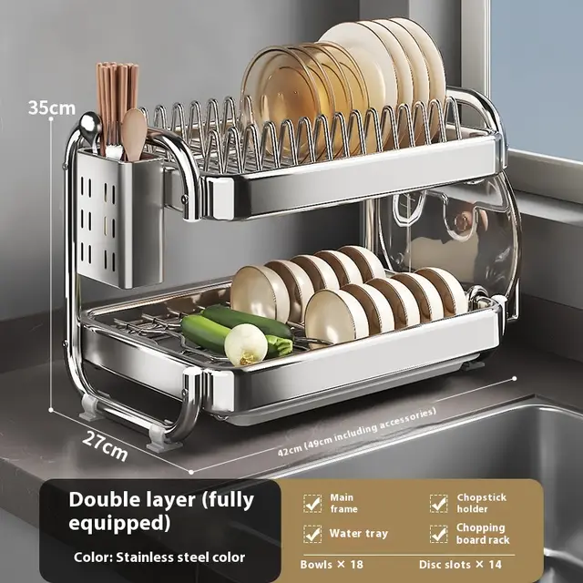 Stainless Steel Dish Storage Rack Draining Plate Rack Style B - Shop at LoveMi