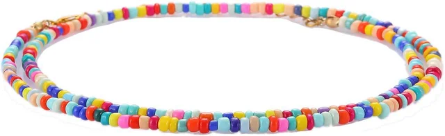 French Minority Colorful Shining Zircon Snake Chain Leather Rope Beach Love Anklet 9 Double Layer Bead - Shop at LoveMi