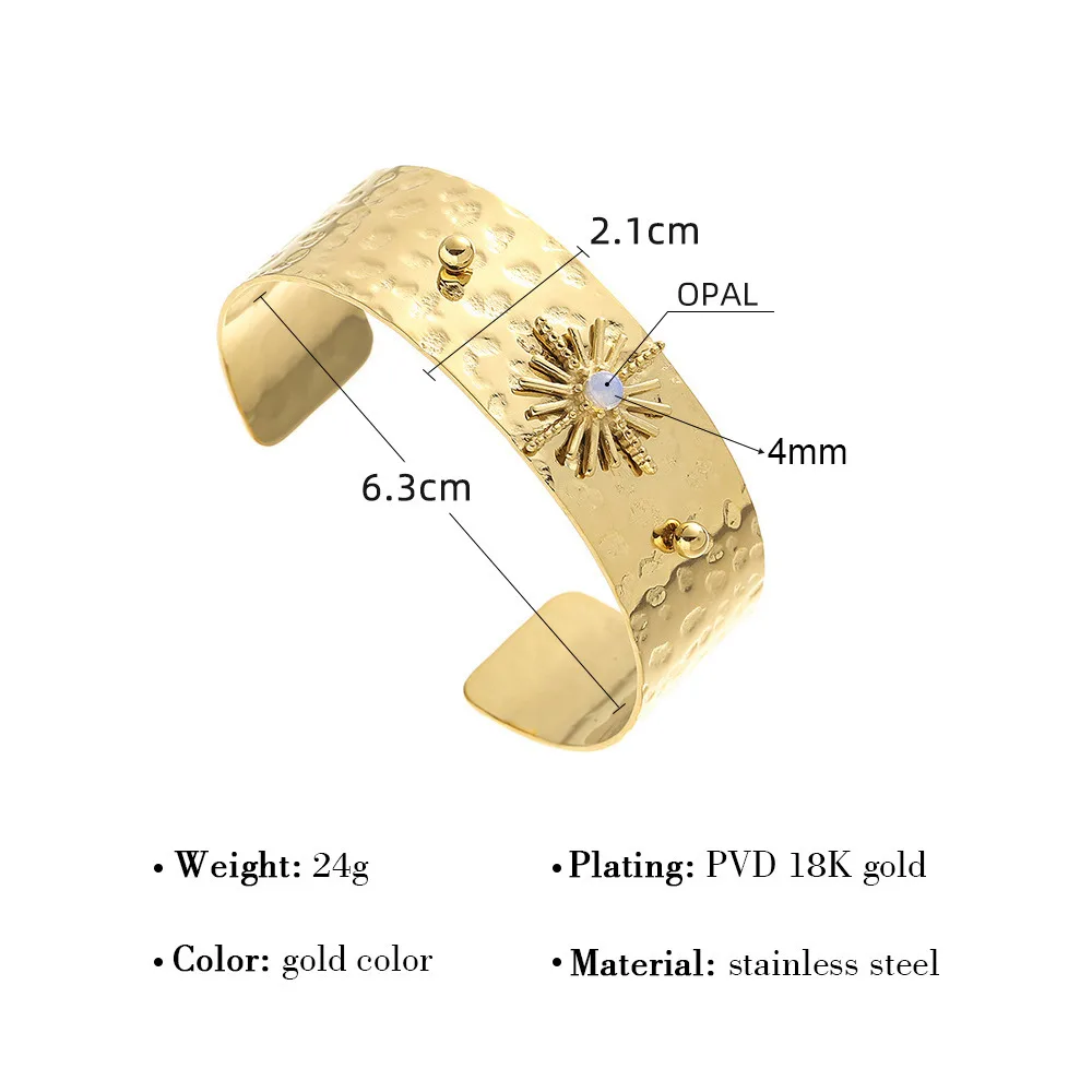 Tapping Pattern Eight-pointed Stars Natural Stone Bracelet Titanium Steel - Sb21050602W