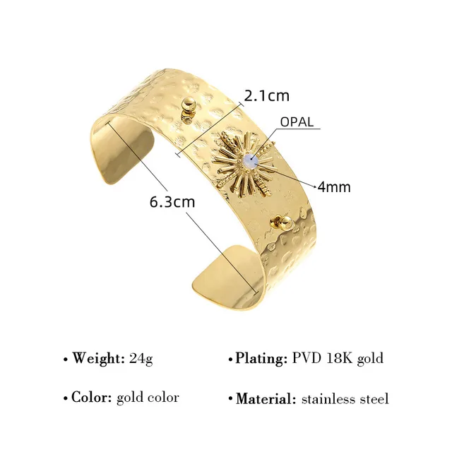 Tapping Pattern Eight pointed Stars Natural Stone Bracelet Titanium Steel Sb21050602W - Shop at LoveMi