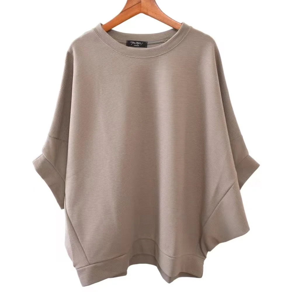 Women's Top T-shirt Sunken Stripe - Brown - View 1