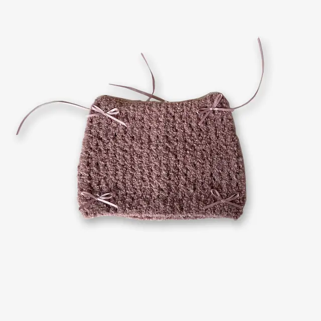 Niche Bow Hand Knotted Knitted Cute Girl Wool Hat Raspberry - Shop at LoveMi