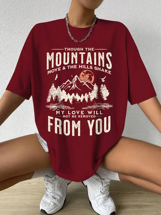 Women's Cotton T shirt Sunset Print Winered - Shop at LoveMi