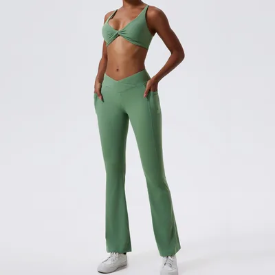 Outdoor Sports Workout Clothes Yoga Suit Grass Green - Shop at LoveMi