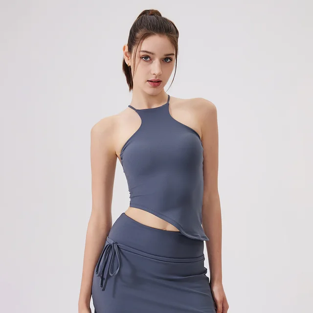 Yoga Bra Sports Underwear Thin Strap Running Workout Vest Oil Blue - Shop at LoveMi