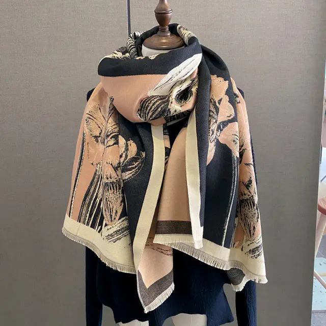 Cape Printing Pattern Tassel Air conditioned Room Cape Blanket Autumn And Winter Khaki - Shop at LoveMi
