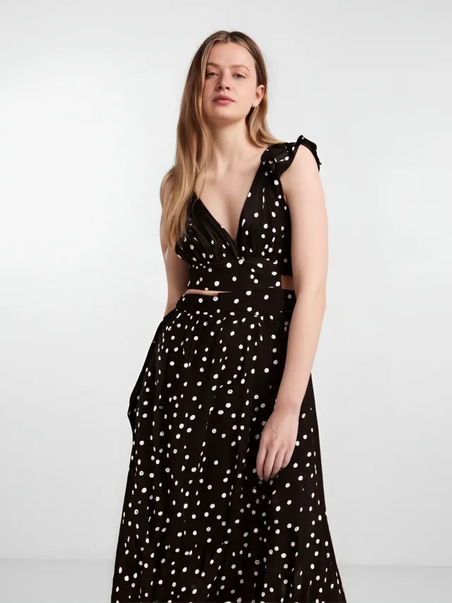 Off shoulder Printing Long Large Hem Dress Black - Shop at LoveMi