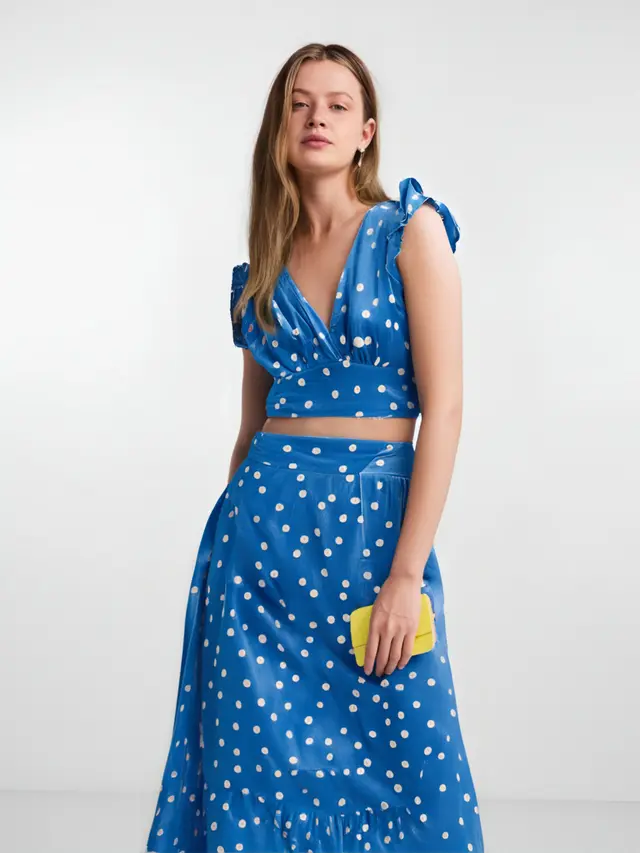 Off shoulder Printing Long Large Hem Dress Blue - Shop at LoveMi