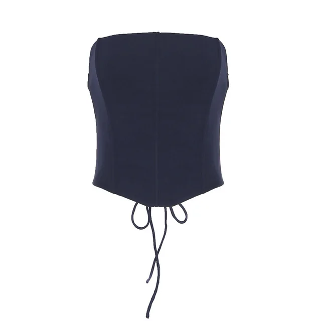 New Backless Lace up Fishbone Waist Tube Top Women's Inner Wear Blue - Shop at LoveMi