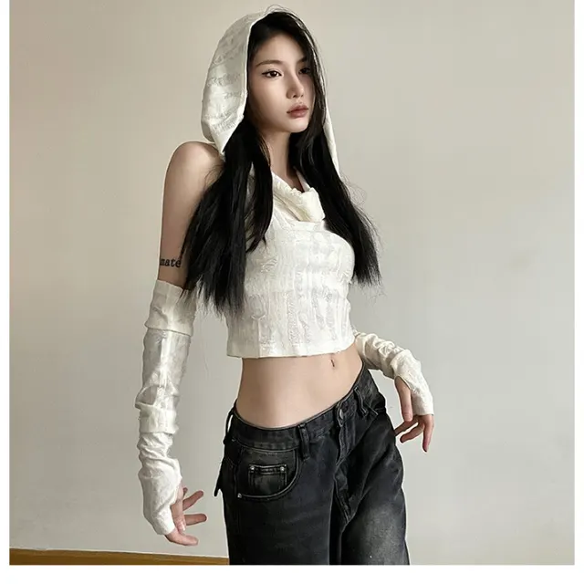 Women's Slim Fit Desert Hooded Top White - Shop at LoveMi