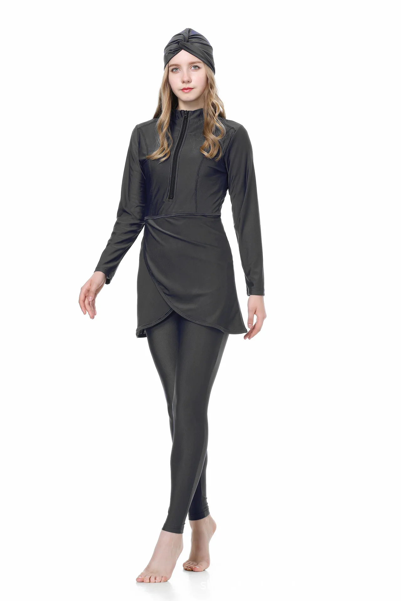 Sun Protection Three-piece Set Islamic Swimsuit - Black