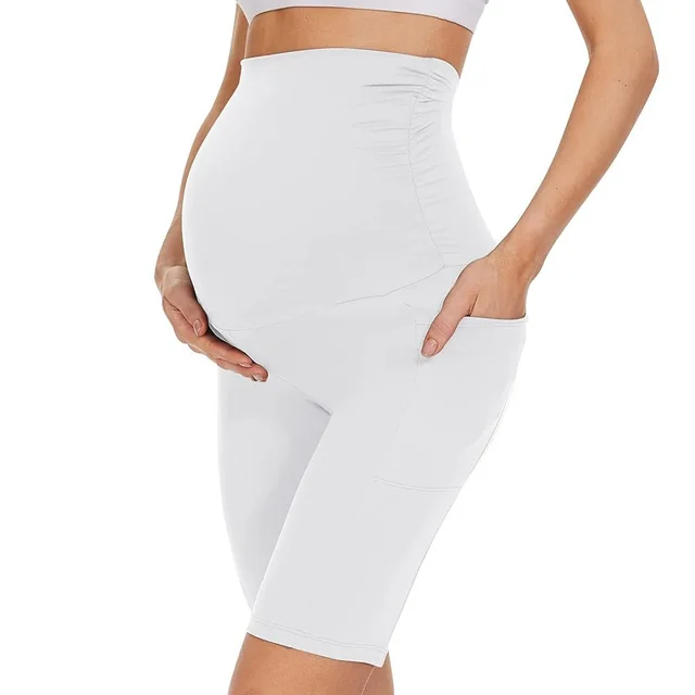 Five point Pocket Maternity Pants High Waist Slim Fit Maternity Pants White - Shop at LoveMi