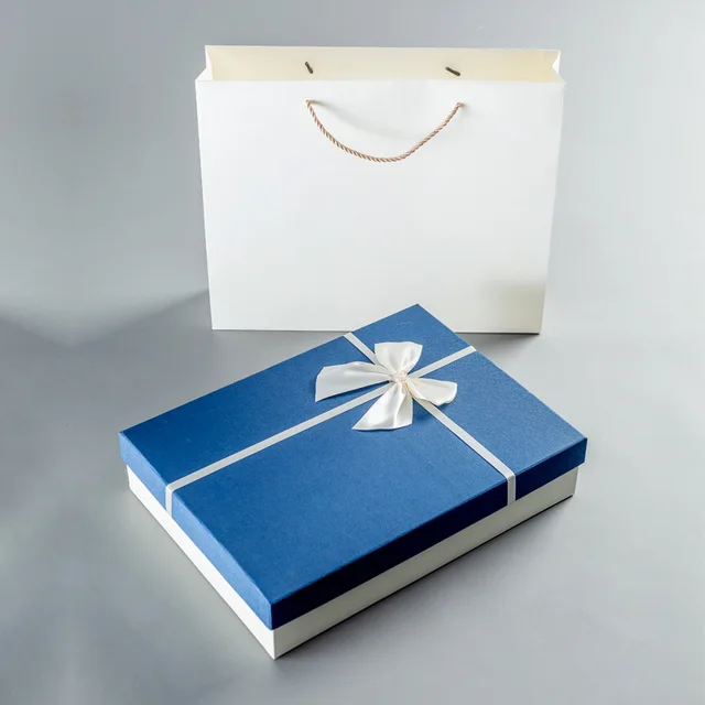 Tiandigai Shirt Scarf Gift Box Linen Pattern Blue Gift Bag - Shop at LoveMi
