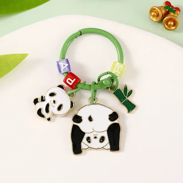 Creative Cartoon Panda Tag Pendant Cute Car Key Ring Naughty Panda - Shop at LoveMi