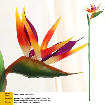 Soft Rubber Hand Feeling Artificial Flower Bird Of Paradise Large Branch Fake Plastic Flower Sunset Red Big - Shop at LoveMi