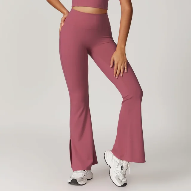 Outer Wear High Waist Wide Leg Hip Raise Yoga Pants Bean Pink - Shop at LoveMi