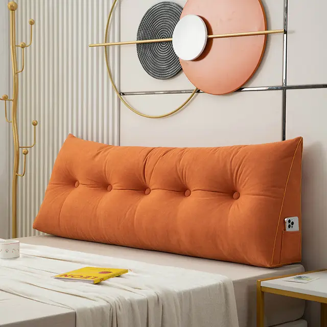Nordic Style Bedside Cushion Bedroom Brocade Velvet Fantasy Orange - Shop at LoveMi