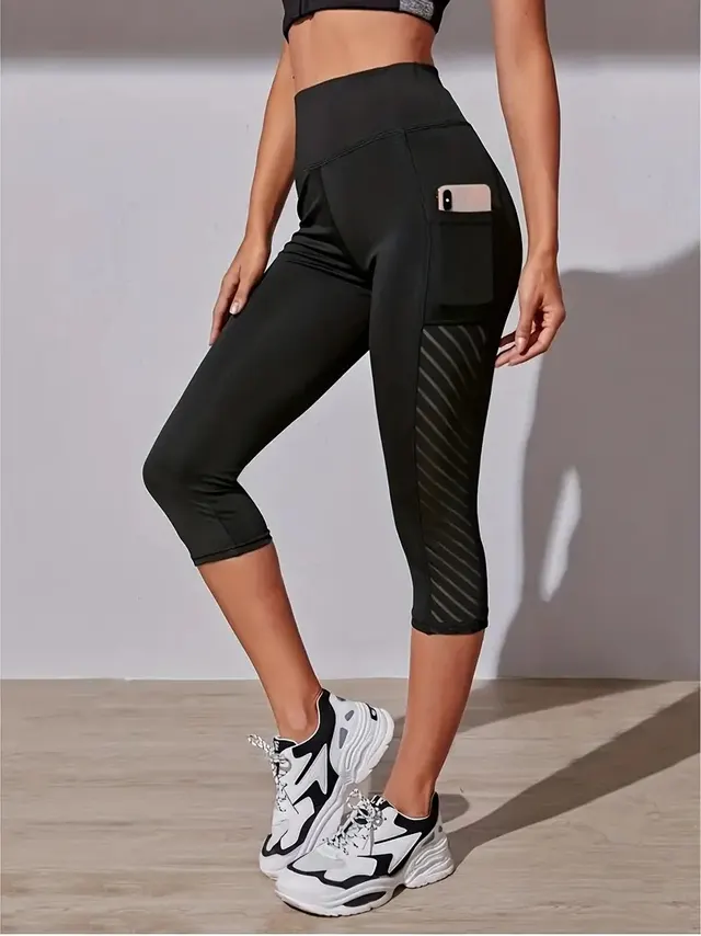 Color Contrast Patchwork Running Trousers Belly Contracting Black - Shop at LoveMi