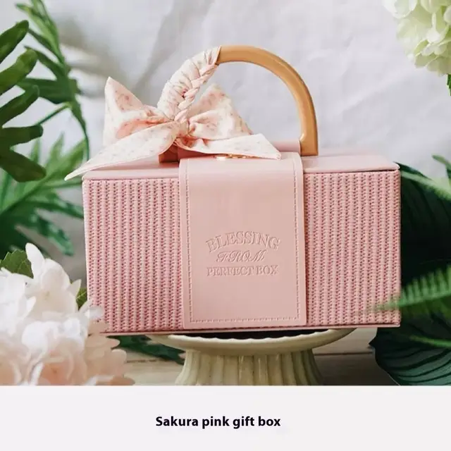 Wedding Portable Simplicity Leather Light Luxury Wedding Candies Box Pink - Shop at LoveMi