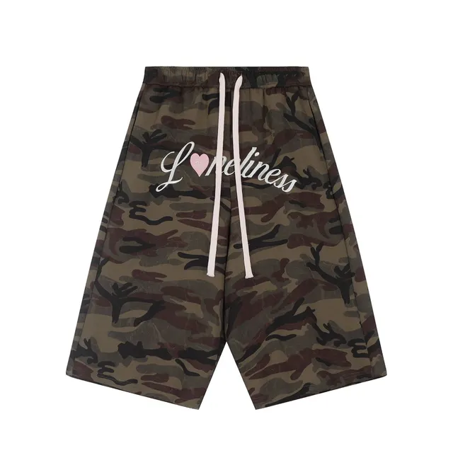 Summer Retro Love Letter Cropped Pants Loose Casual Wide leg Shorts Camouflage - Shop at LoveMi