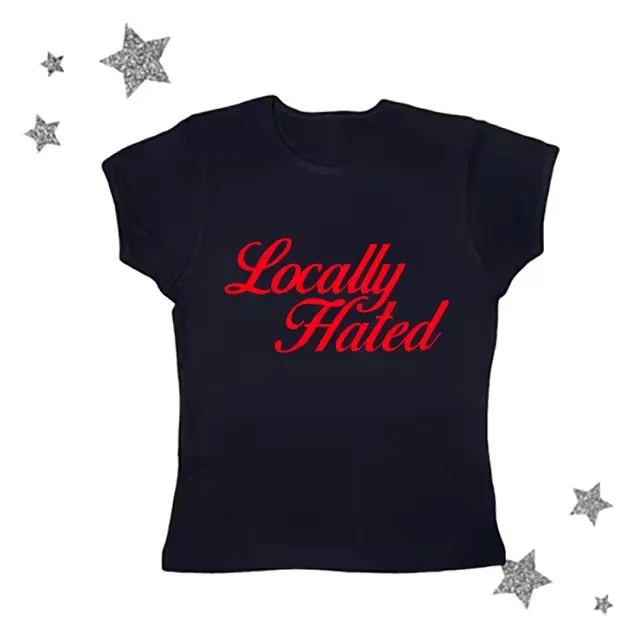 Women's Letter Printed Slim Fit Slimming Top T shirt Black And Red - Shop at LoveMi