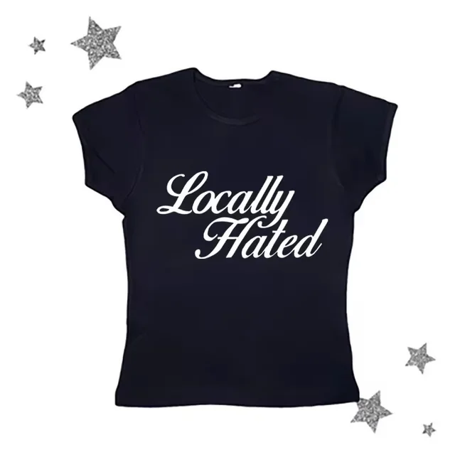 Women's Letter Printed Slim Fit Slimming Top T shirt Black - Shop at LoveMi