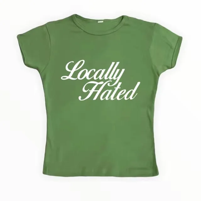 Women's Letter Printed Slim Fit Slimming Top T shirt Green - Shop at LoveMi