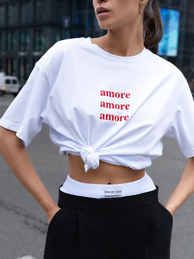 Oversized White T shirt With Women's Print 2Style White - Shop at LoveMi