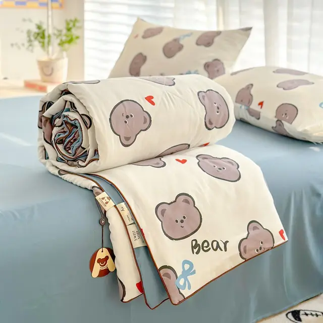 Class A Maternal And Child Grade Summer Quilt Soybean Fiber Cartoon Washed Cotton Fat Bear - Shop at LoveMi