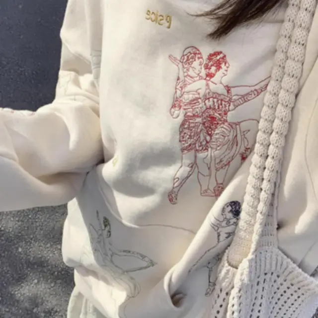 Apricot Colored Creative Cartoon Hooded Sweatshirt For Women In Spring, Autumn, And Winter Apricot - Shop at LoveMi