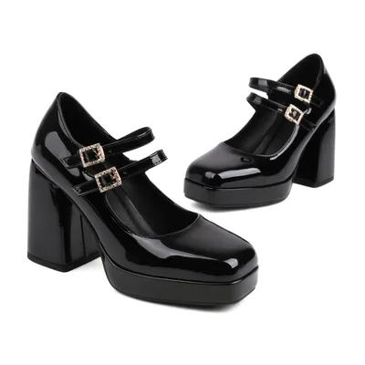 Fashion New Female Square Toe Mary Jane Shoes Black - Shop at LoveMi