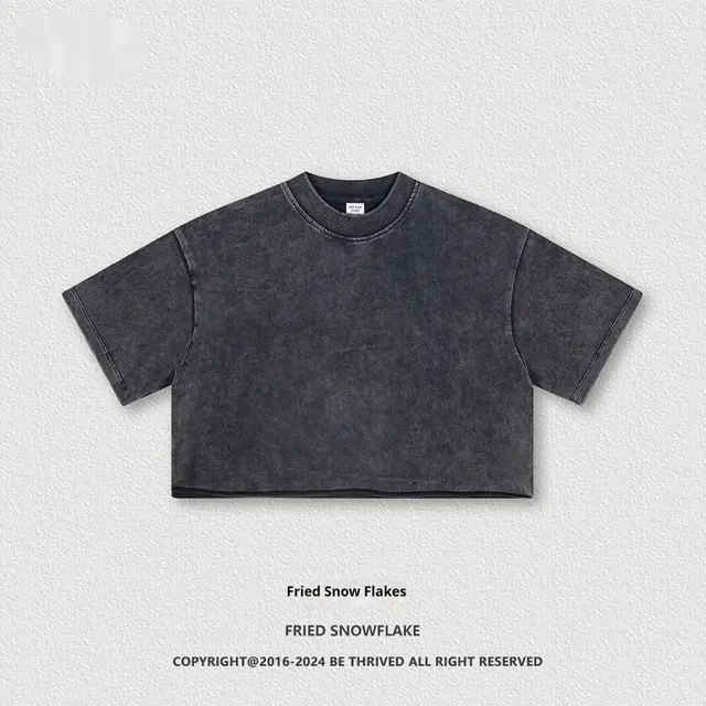 Worn Looking Washed out Brushed Short Sleeve T shirt Women Fried Snowflake - Shop at LoveMi