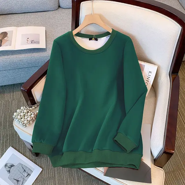 New Long Sleeve Sweater Solid Color Loose Top Green - Shop at LoveMi