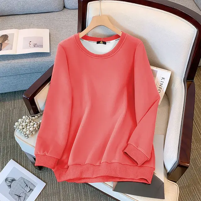 New Long Sleeve Sweater Solid Color Loose Top Pink - Shop at LoveMi