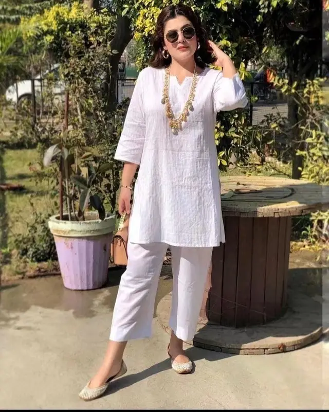 Fashion Pullover Solid Color Temperament Commute Ethnic Style Long Sleeve Clothes Two piece Suit White - Shop at LoveMi