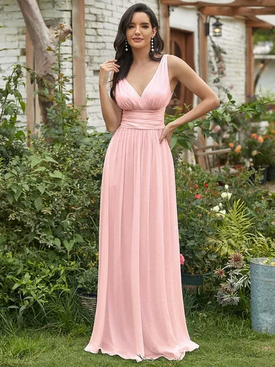 Deep V neck Bridesmaid Plus Size High Waist Evening Dress Lotus Root Color Us12 - Shop at LoveMi