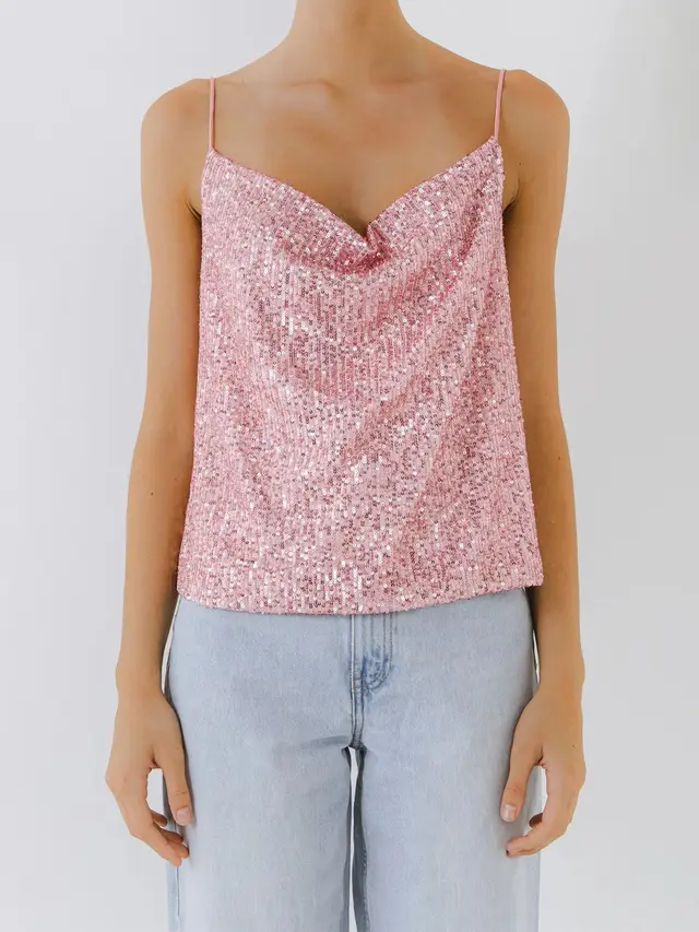 Fashion Women's Sequins Glitter Camisole Top Pink - Shop at LoveMi