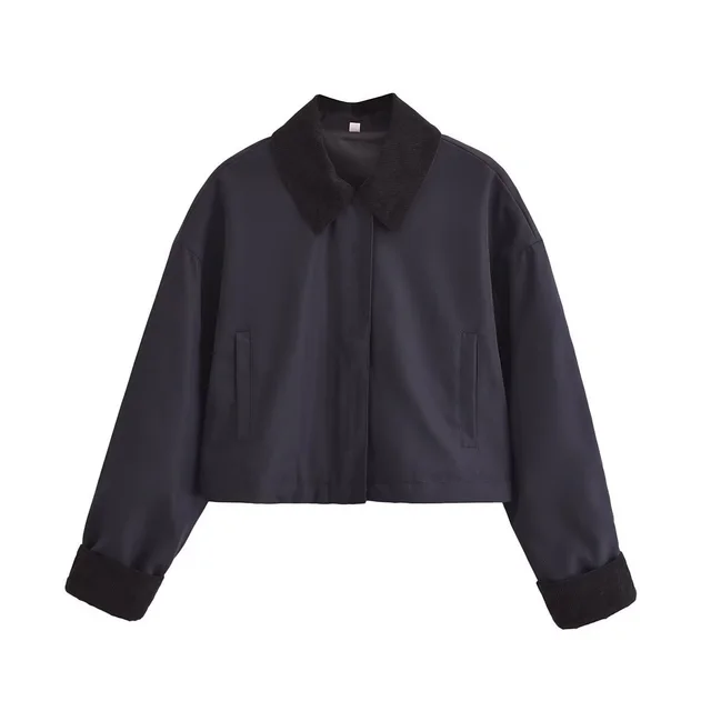 Women's Corduroy Stitching Neckline Casual Coat - Shop at LoveMi