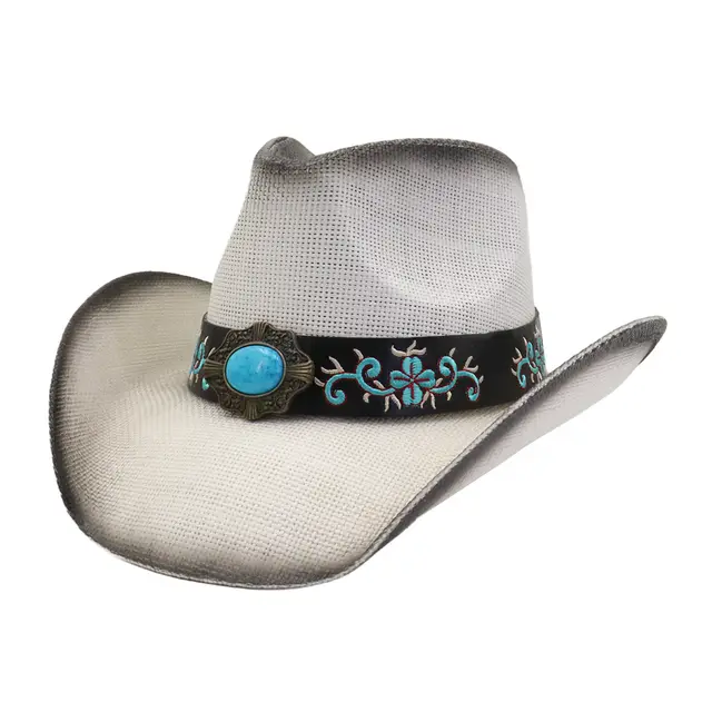 Women's Simple Loose Peach Top Hard Straw Cowboy Hat White - Shop at LoveMi