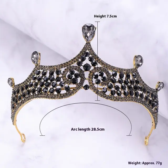 Retro Baroque Black Marriage Royale Decorative Crown Black - Shop at LoveMi