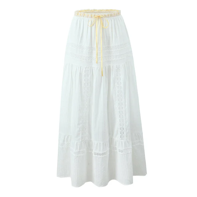 Vacation Style 2 piece French Contrast Color Ribbon Vest Small Top High Waist Lace Trim Skirt Lj6615 Skirt - Shop at LoveMi