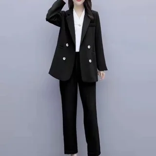 Women's Korean-style Loose Temperament Plus Size Suit - Black
