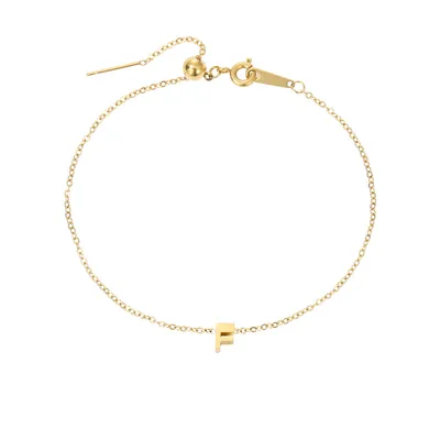26 Letters Fashion Personality Stainless Steel Letter Bracelet F Gold - Shop at LoveMi