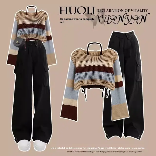 Autumn Maillard Wear Sweet And Spicy Style Suit Black Three Pcs - Shop at LoveMi