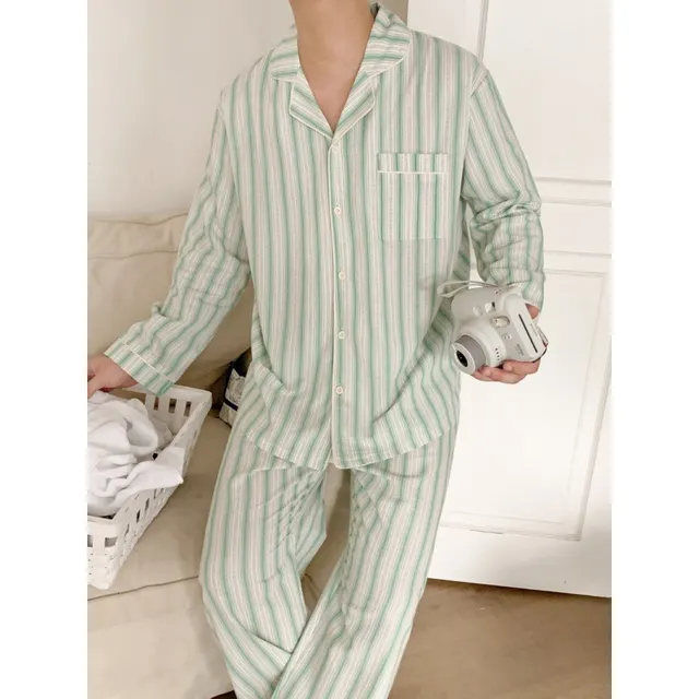 Autumn Striped Long Sleeve Can Be Worn Outside Striped Suit Men'S Set - Shop at LoveMi